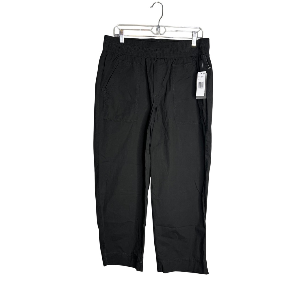 Wit & Wisdom Crop Pull On Pant Size L Black Casual Ankle Lightweight Utility NWT